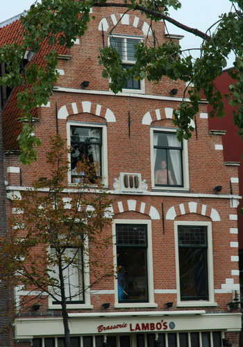 man in window